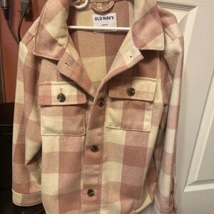 Pink and white plaid kids jacket